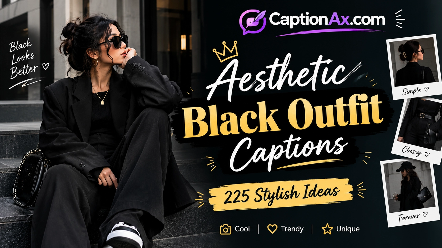 Aesthetic Black Outfit Captions