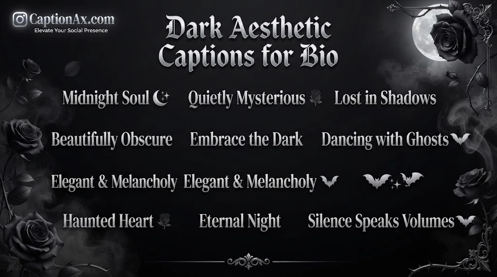 Dark Aesthetic Captions for Bio