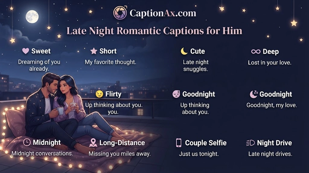 Late Night Romantic Captions for Him