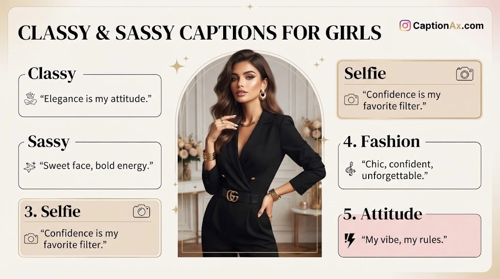 Classy & Sassy Captions for Girls