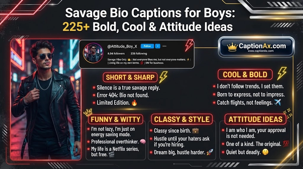 Savage Bio Captions for Boys