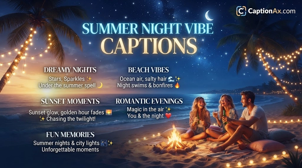 Summer Night Vibe Captions