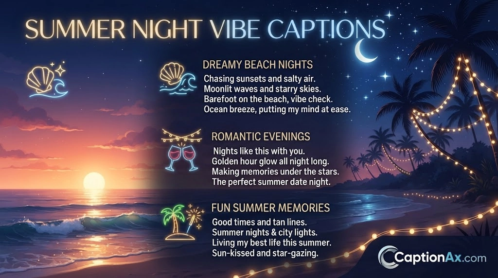 Summer Night Vibe Captions