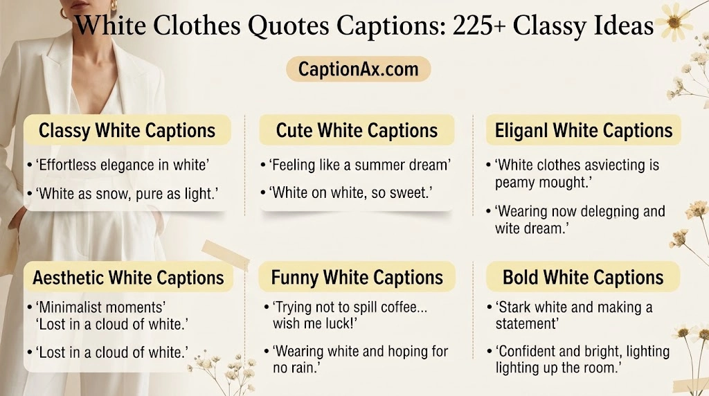 White Clothes Quotes Captions