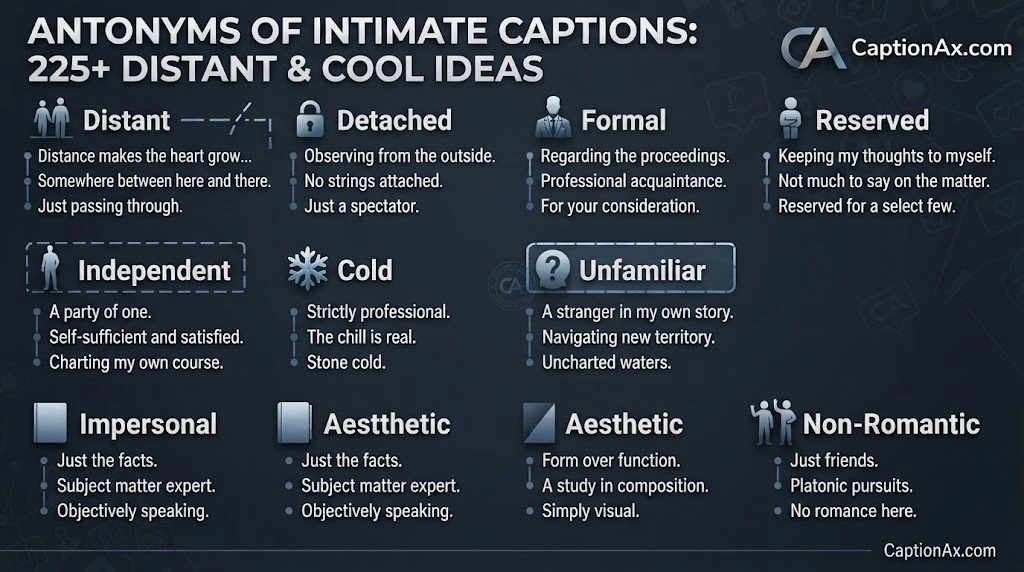 Antonyms of Intimate Captions