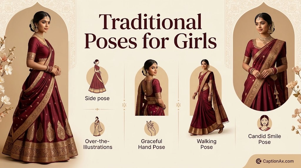Traditional Poses for Girls Caption