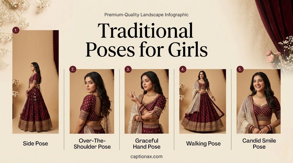Traditional Poses for Girls Caption