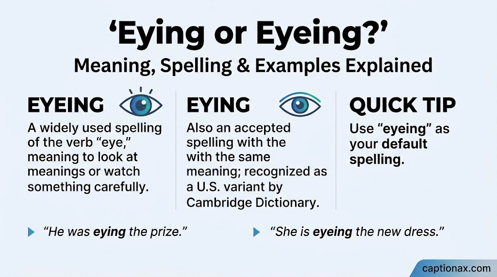 Eying or Eyeing